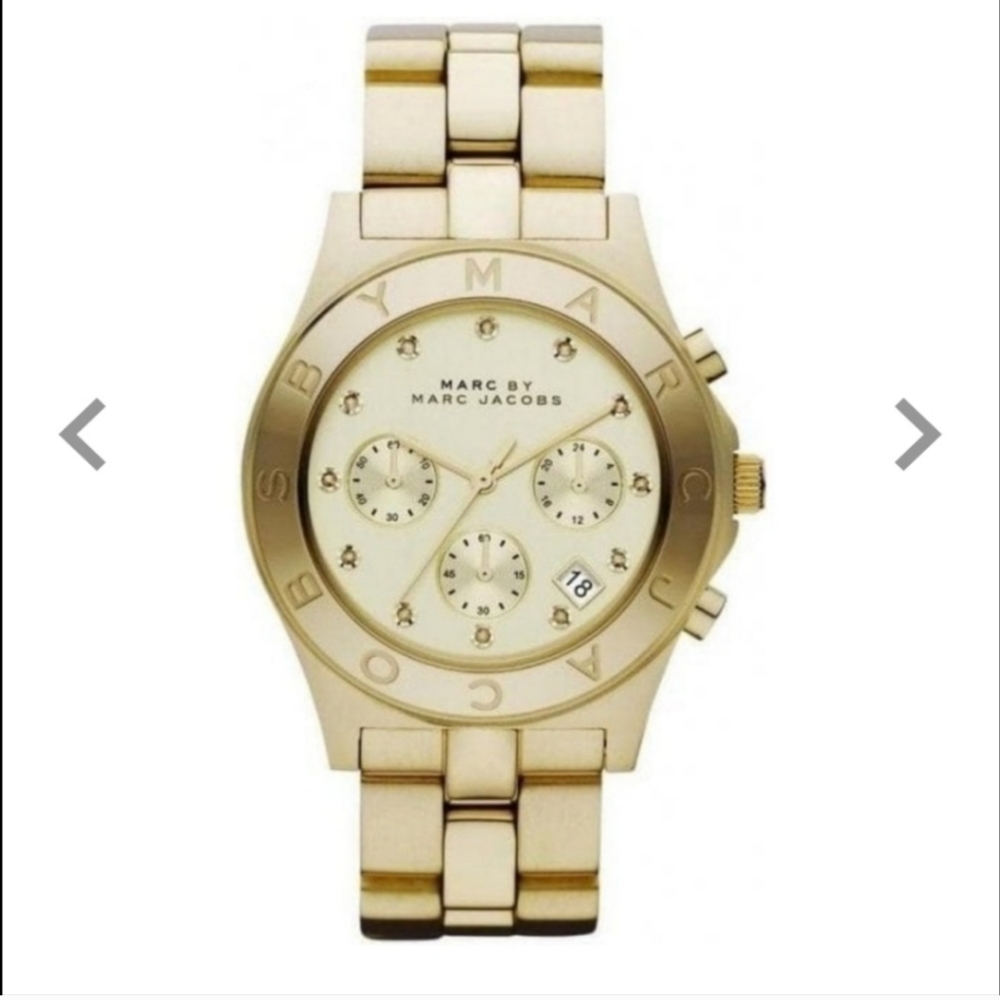 Marc by Marc Jacobs Blade Chronograph Gold Dial Gold-Tone Stainless Steel Watch